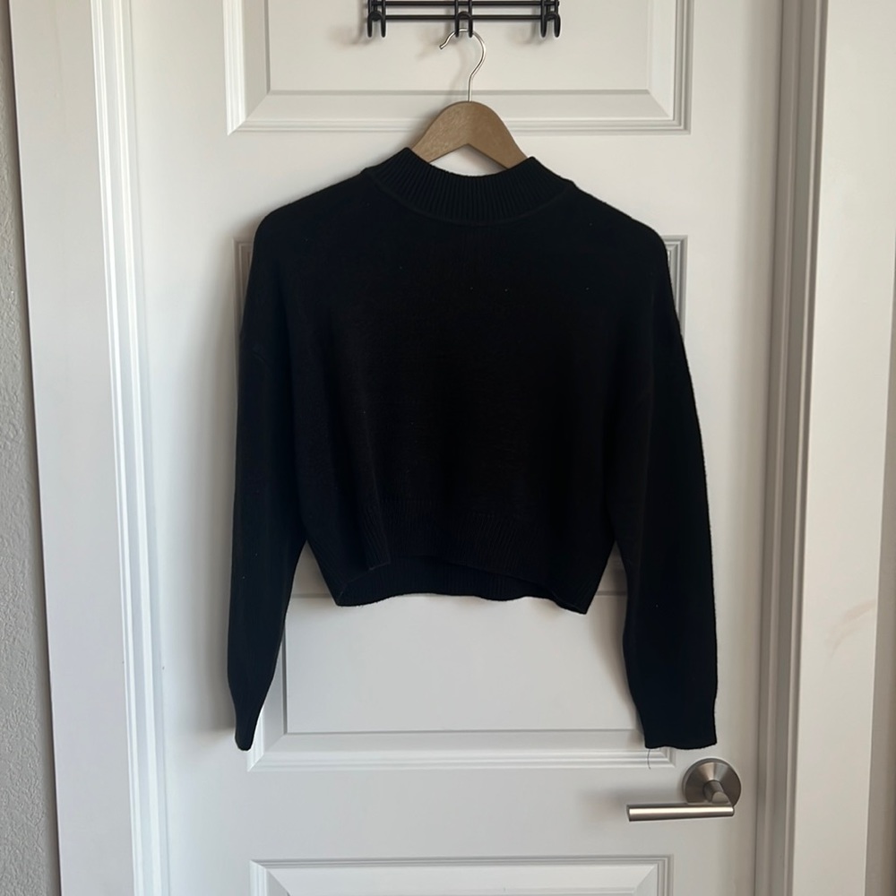 Black, small, cropped, turtle neck sweater